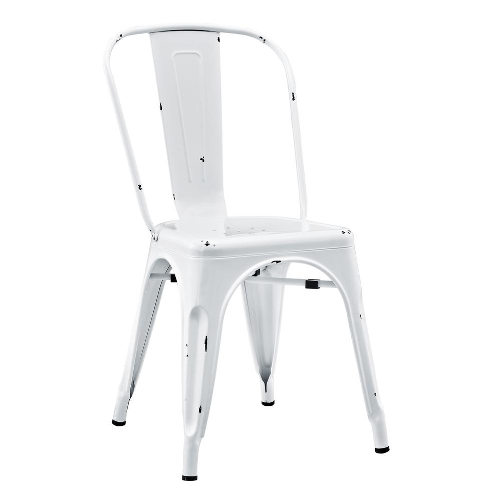 Metal Café Chair - Antique White. Picture 1