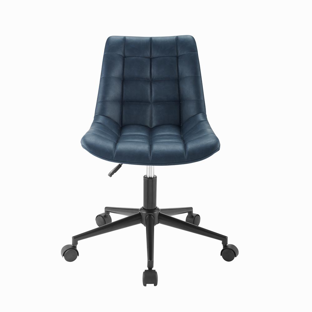 Josie Upholstered Armless Swivel Task Chair - Navy. Picture 4