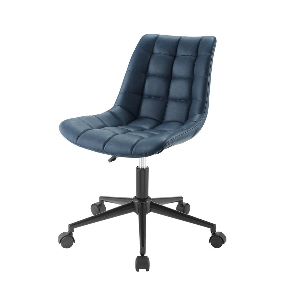 Josie Upholstered Armless Swivel Task Chair - Navy. Picture 5