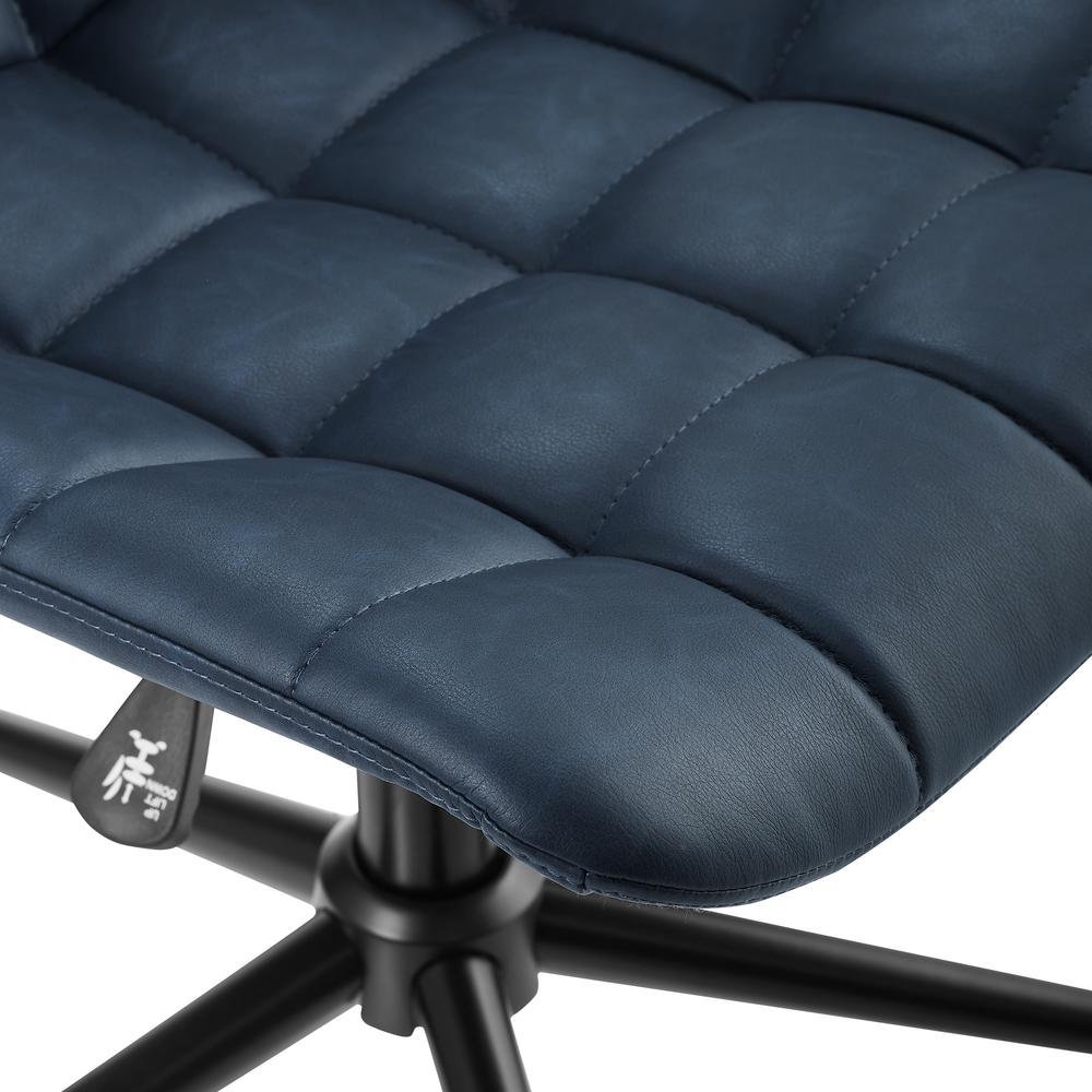 Josie Upholstered Armless Swivel Task Chair - Navy. Picture 7