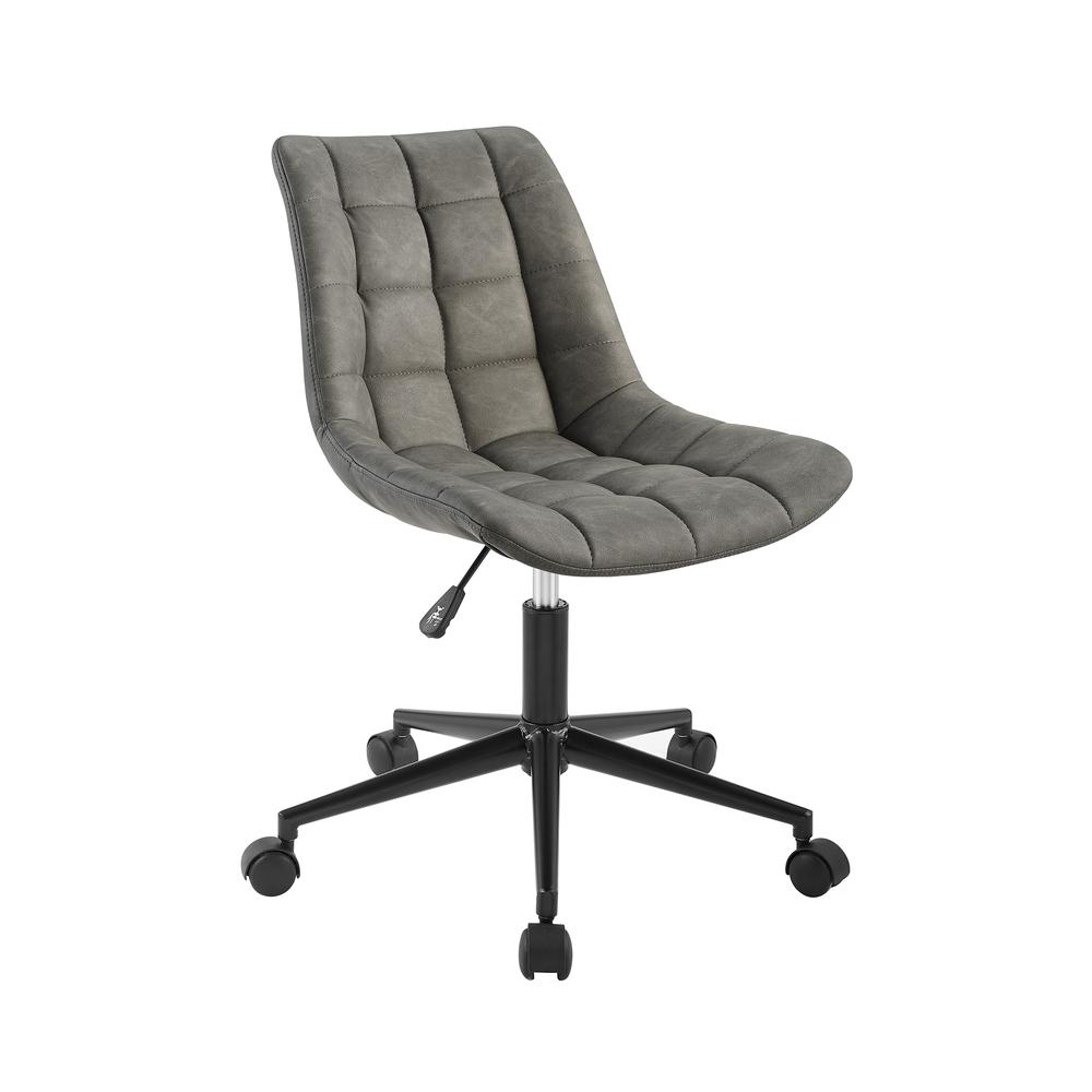 Josie Upholstered Armless Swivel Task Chair - Smoke Grey. Picture 5