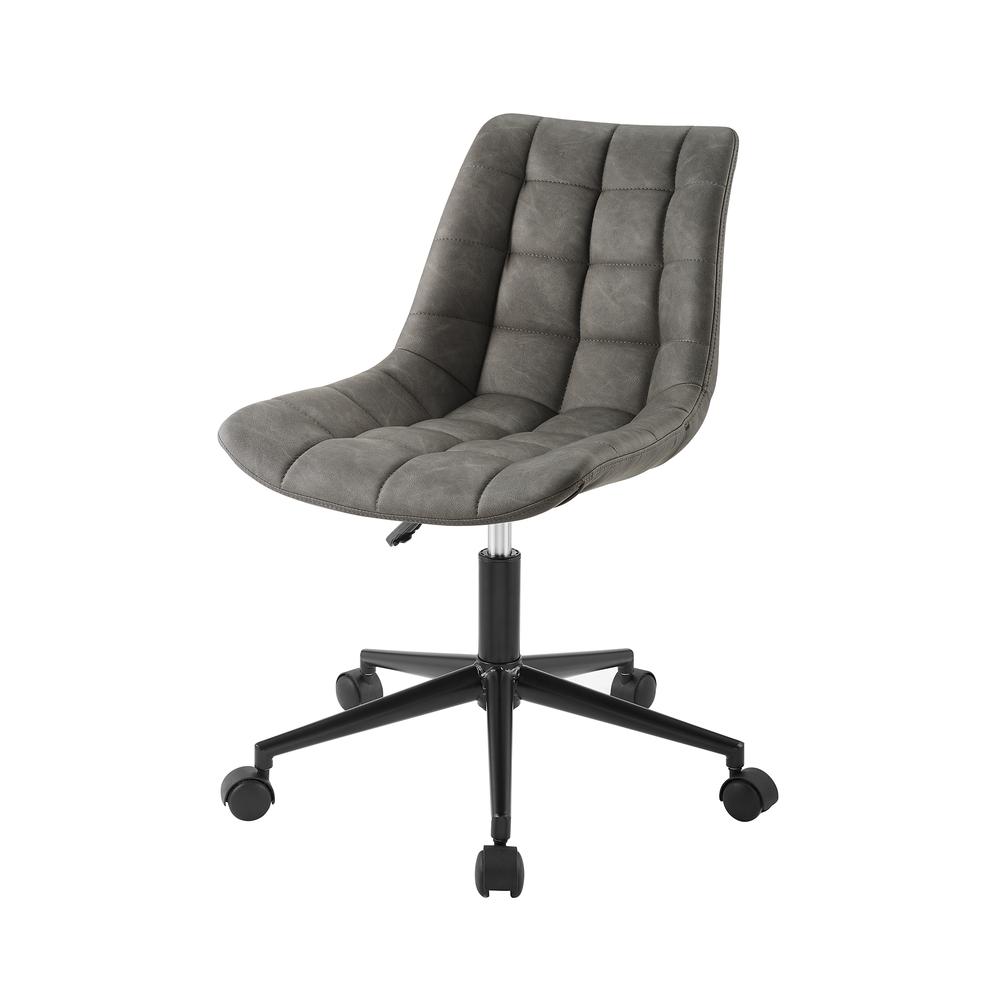 Josie Upholstered Armless Swivel Task Chair - Smoke Grey. Picture 6
