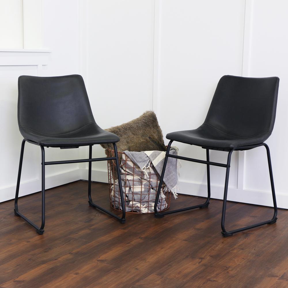 Black Faux Leather Dining Chairs - Set of 2. Picture 2