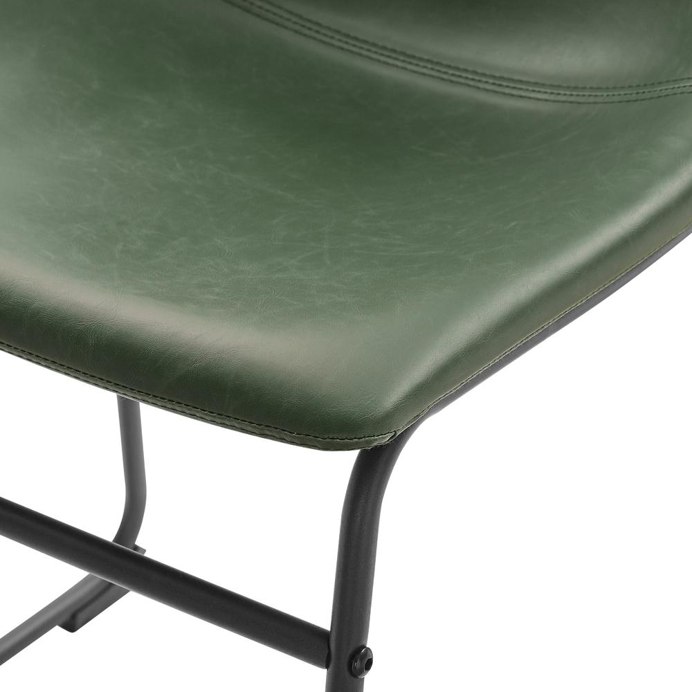 18” Contemporary Metal-Leg Faux Leather Dining Chair, Set of 2 – Green. Picture 3