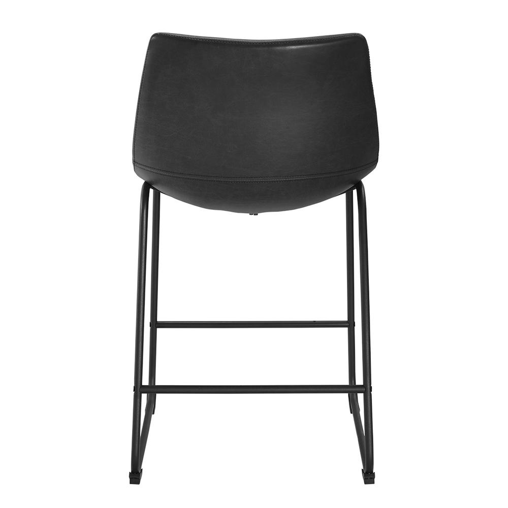 Black Faux Leather Counter Stools - Set of 2. Picture 3