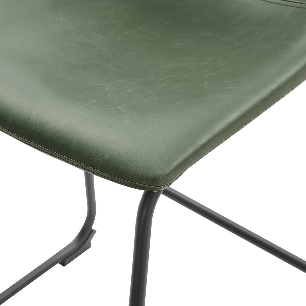 26” Contemporary Metal-Leg Faux Leather Counter Stool – Green. Picture 3