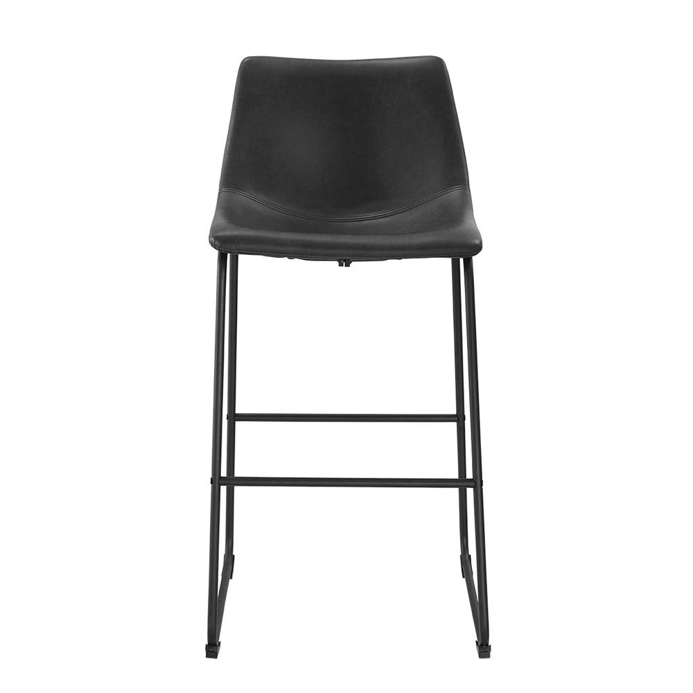 Black Faux Leather Barstools - Set of 2. Picture 3