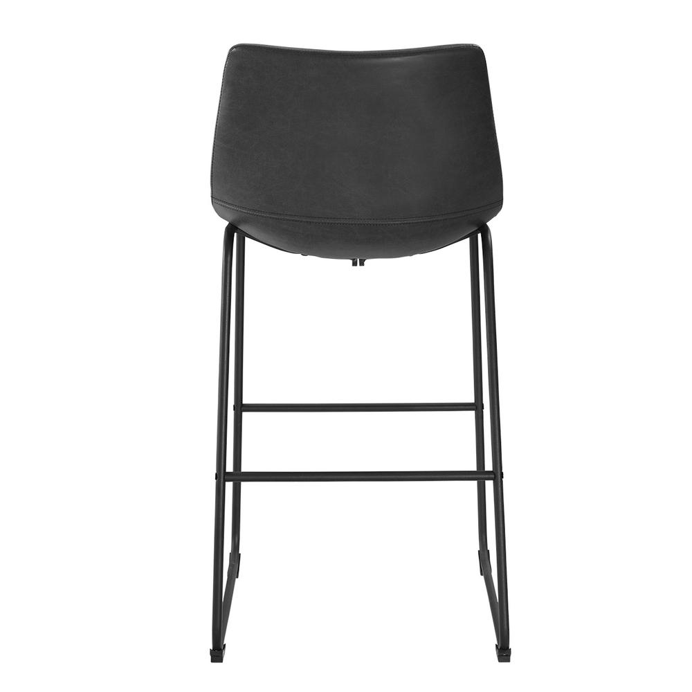 Black Faux Leather Barstools - Set of 2. Picture 4
