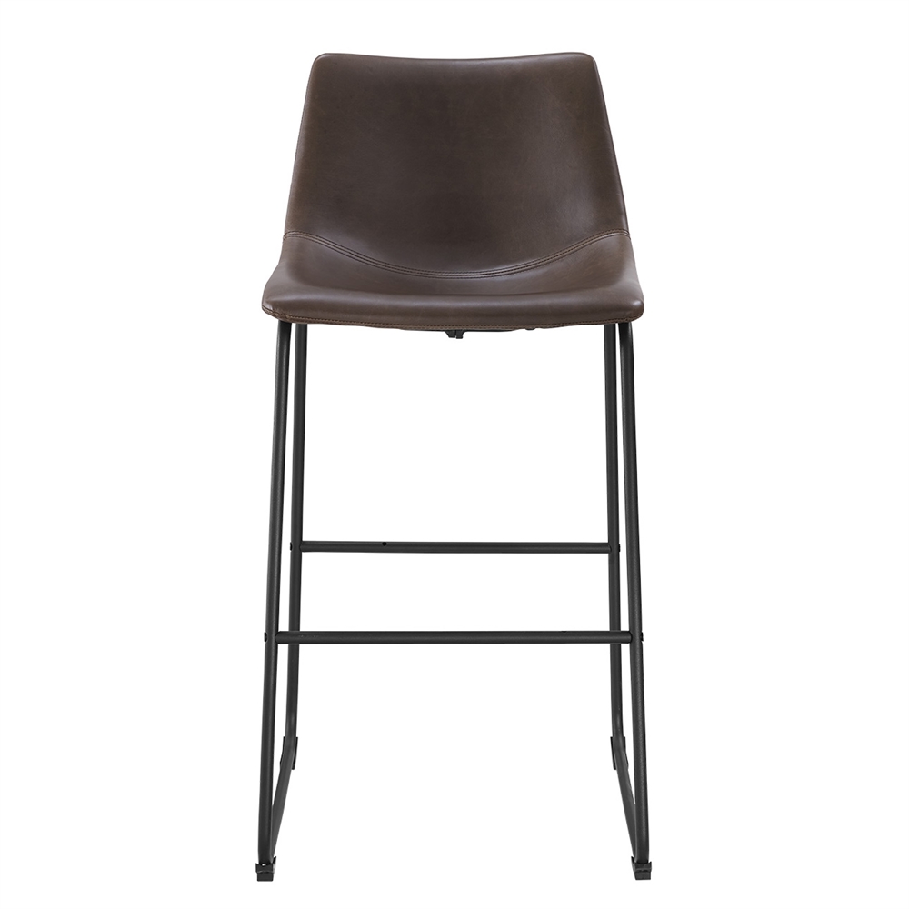 Brown Faux Leather Barstools - Set of 2. Picture 2