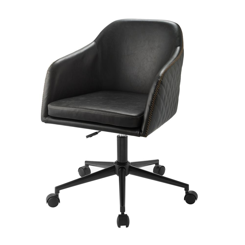 Tyler Quilted Upholstered Barrel Swivel Task Chair - Charcoal. Picture 5