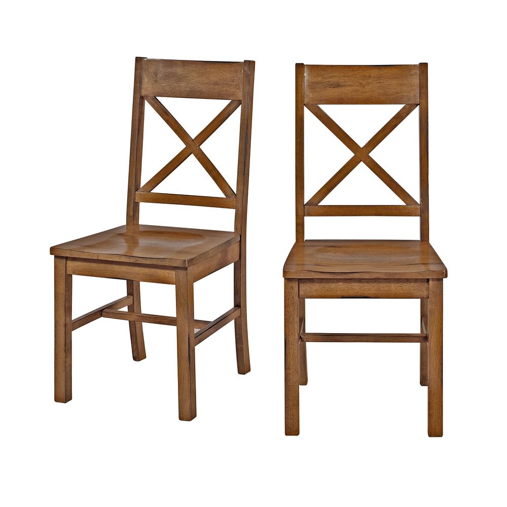Antique Brown Wood Dining Chairs, Set of 2. Picture 3