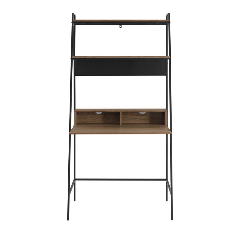 36" Urban Industrial Metal and Wood Ladder Computer Desk - Mocha. Picture 3