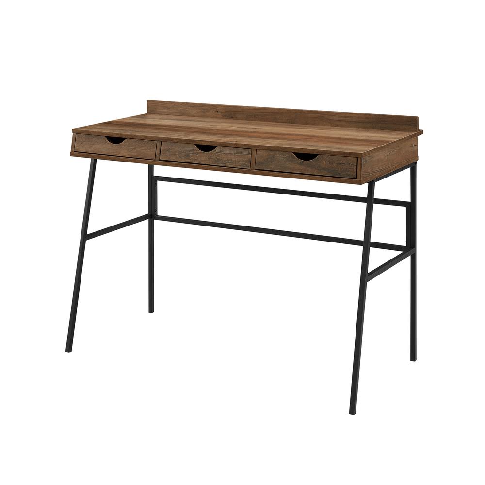 Marvin 42" 3 Drawer Angled Front Desk - Reclaimed Barnwood. Picture 3
