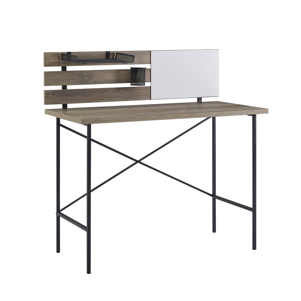 42" Modern Slat Back Adjustable Storage Writing Desk - Grey Wash. Picture 2
