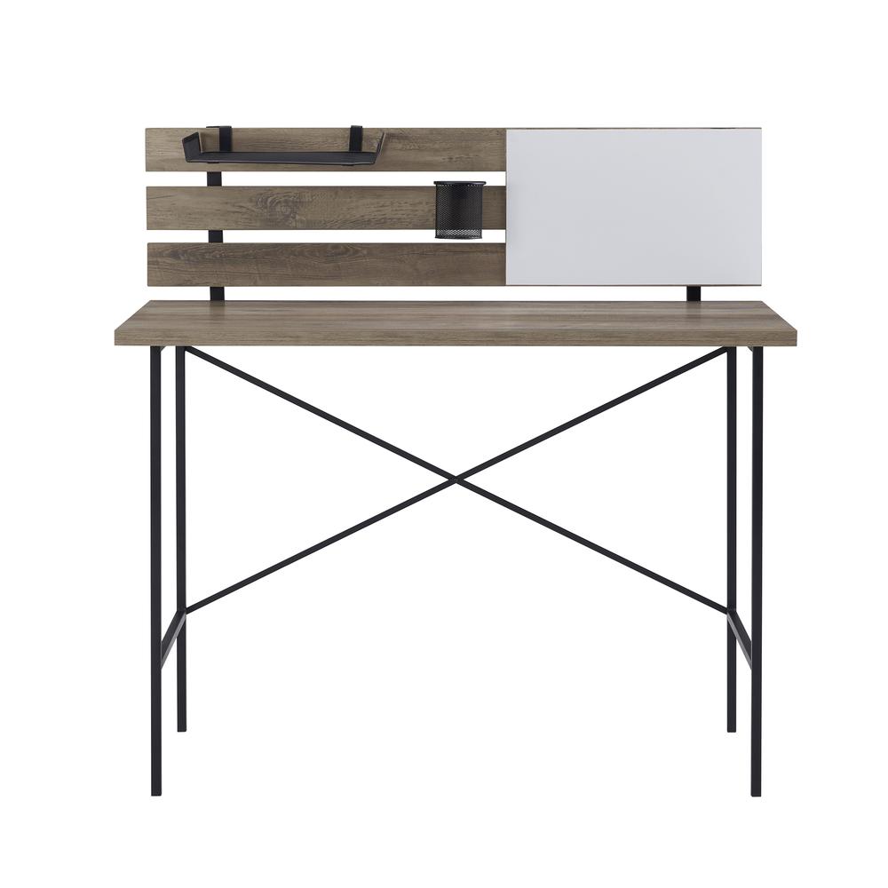 42" Modern Slat Back Adjustable Storage Writing Desk - Grey Wash. Picture 1