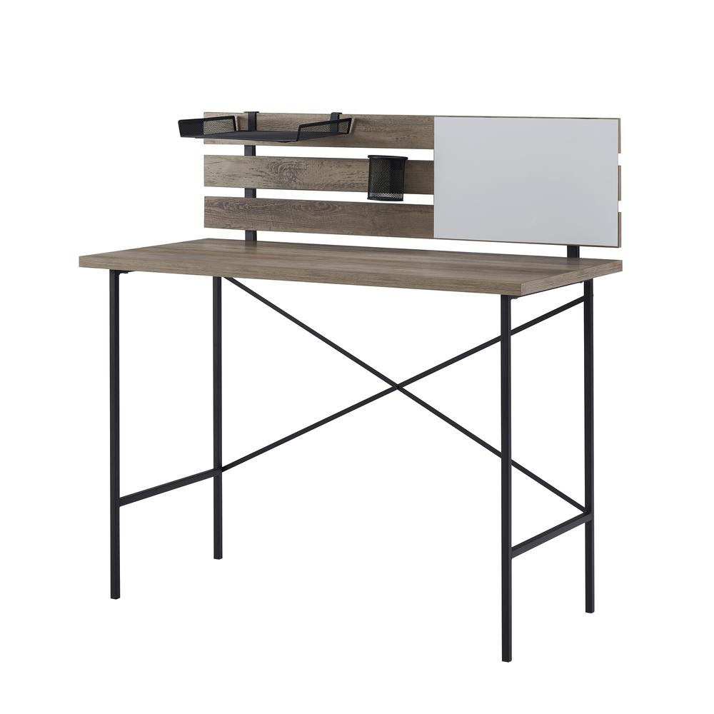 42" Modern Slat Back Adjustable Storage Writing Desk - Grey Wash. Picture 3
