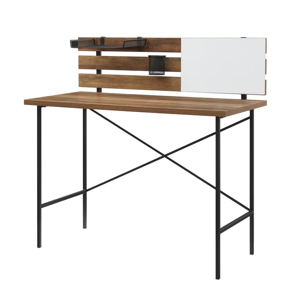 42" Modern Slat Back Adjustable Storage Writing Desk - Reclaimed Barnwood. Picture 6