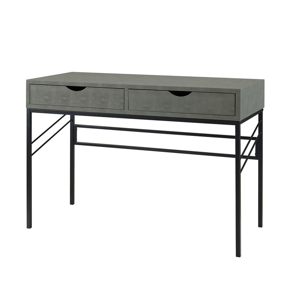 Vetti 44" Faux Shagreen 2 Drawer Desk - Grey. Picture 1