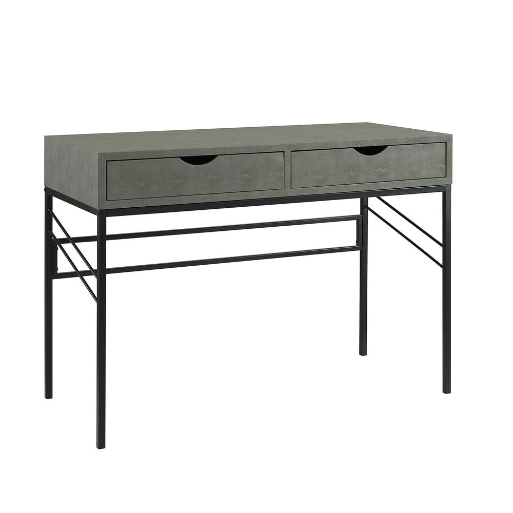 Vetti 44" Faux Shagreen 2 Drawer Desk - Grey. Picture 4