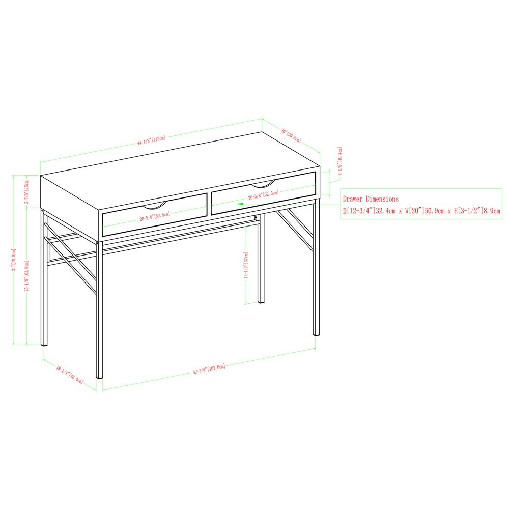 Vetti 44" Faux Shagreen 2 Drawer Desk - Grey. Picture 7
