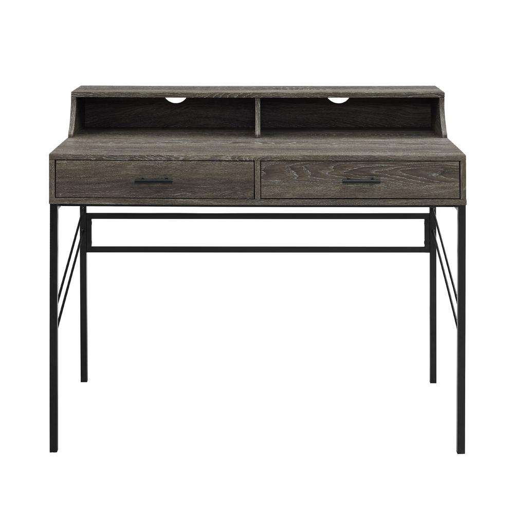 Vetti 44" 2-Drawer Desk with Hutch - Cerused Ash. Picture 2