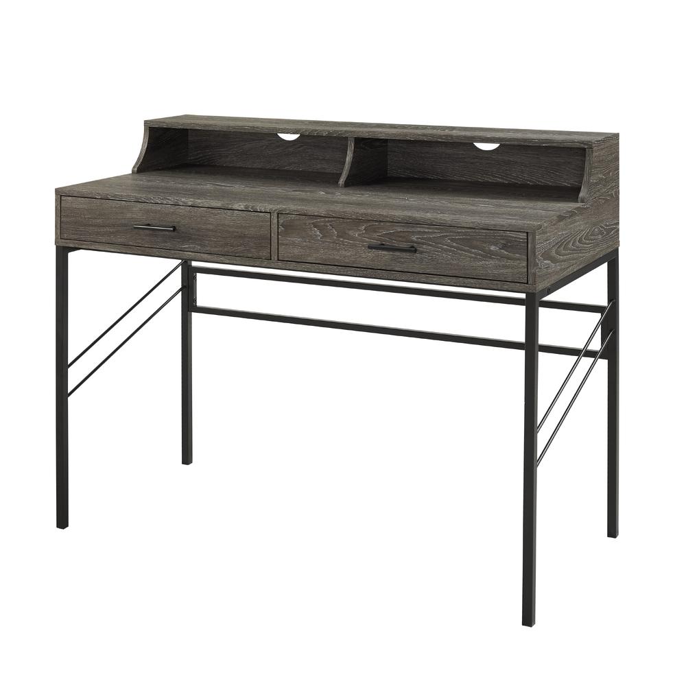 Vetti 44" 2-Drawer Desk with Hutch - Cerused Ash. Picture 3