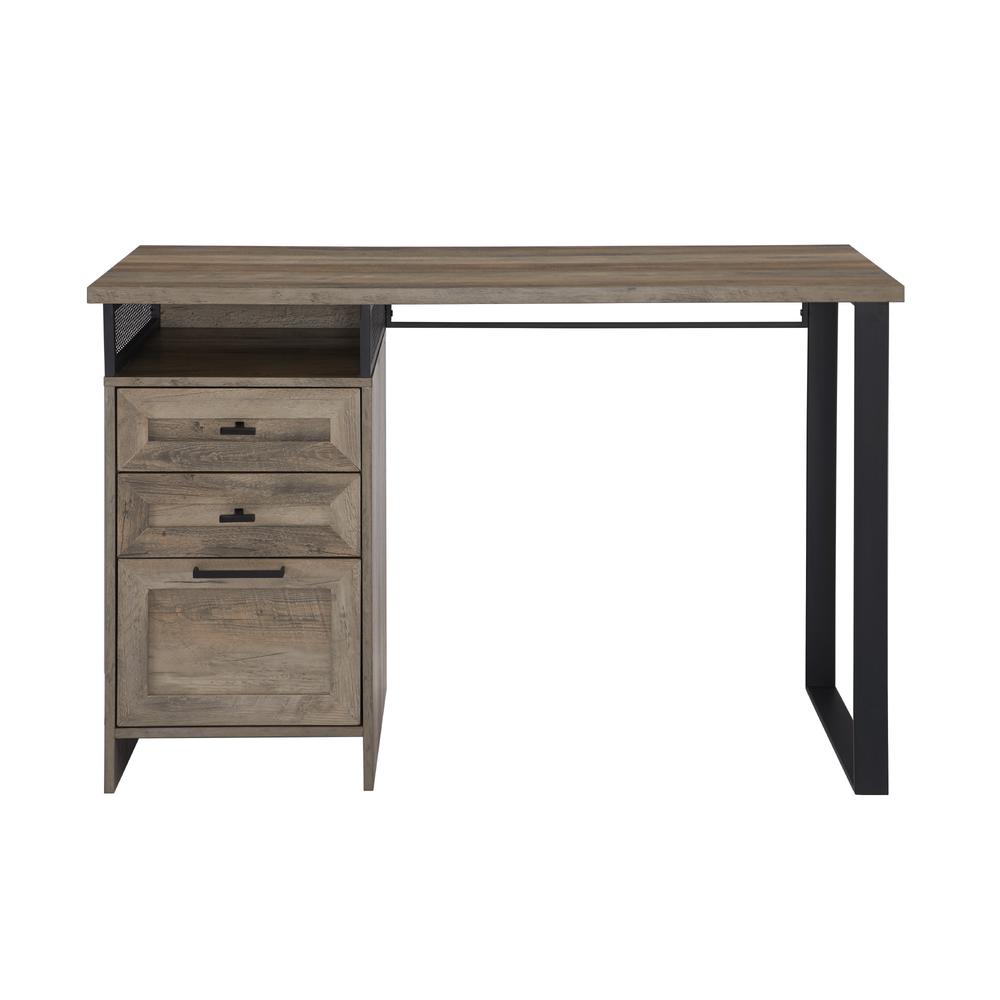 Anton 48" Metal and Wood 3 Drawer Writing Desk - Grey Wash. Picture 2