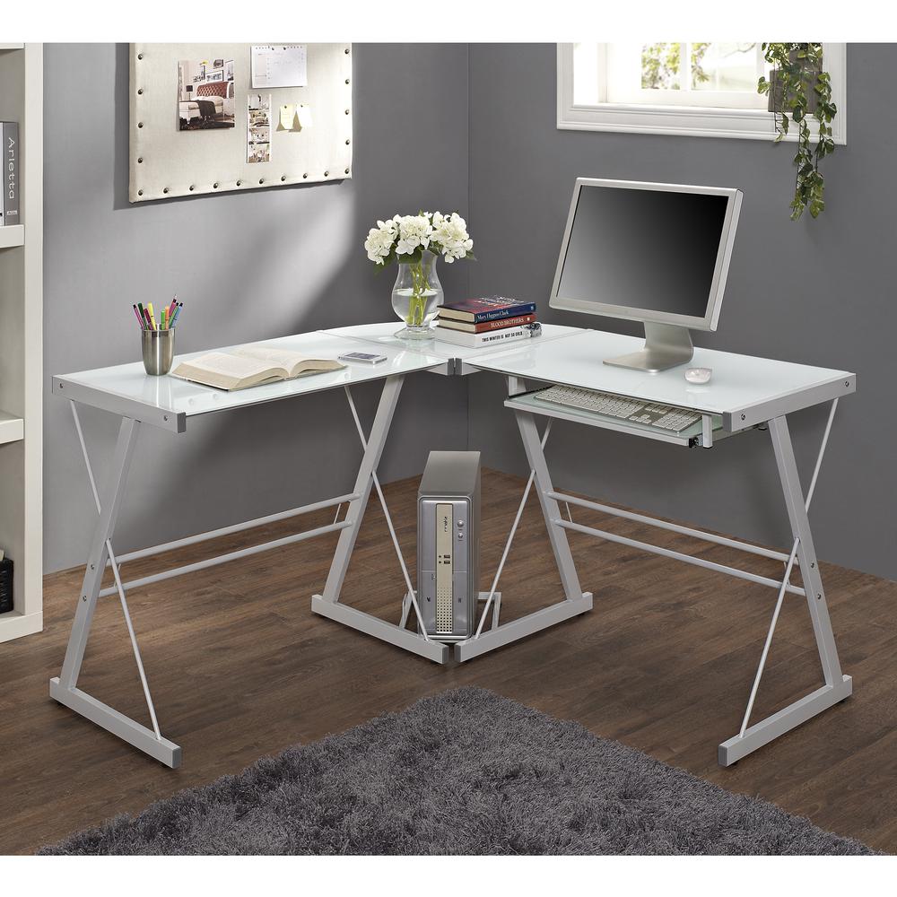 Home Office 56" L-Shaped Corner Computer Desk - White. Picture 2