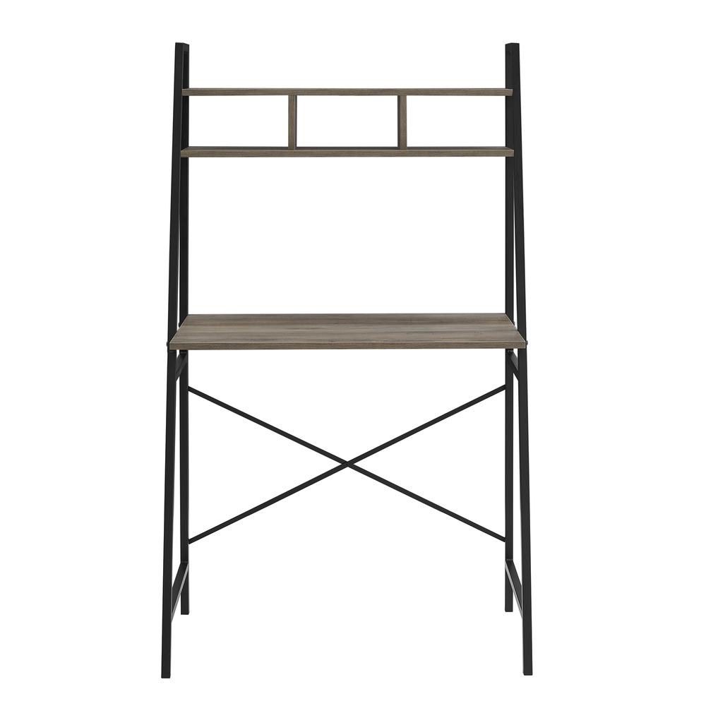 Mini Arlo 56" Tall Compact Industrial Ladder Desk with Storage - Grey Wash. Picture 2