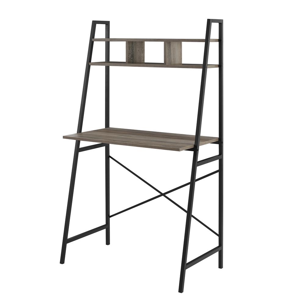 Mini Arlo 56" Tall Compact Industrial Ladder Desk with Storage - Grey Wash. Picture 3