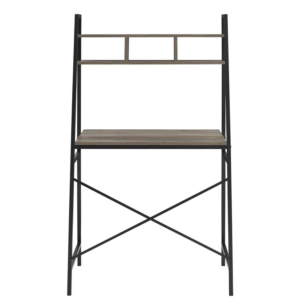 Mini Arlo 56" Tall Compact Industrial Ladder Desk with Storage - Grey Wash. Picture 4