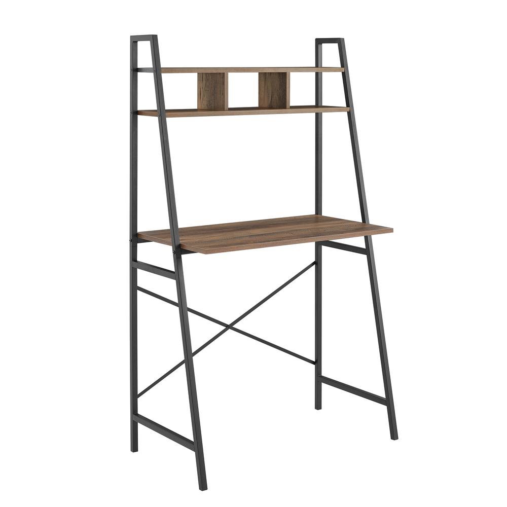 Mini Arlo 56" Tall Compact Industrial Ladder Desk with Storage - Reclaimed Barnwood. Picture 1
