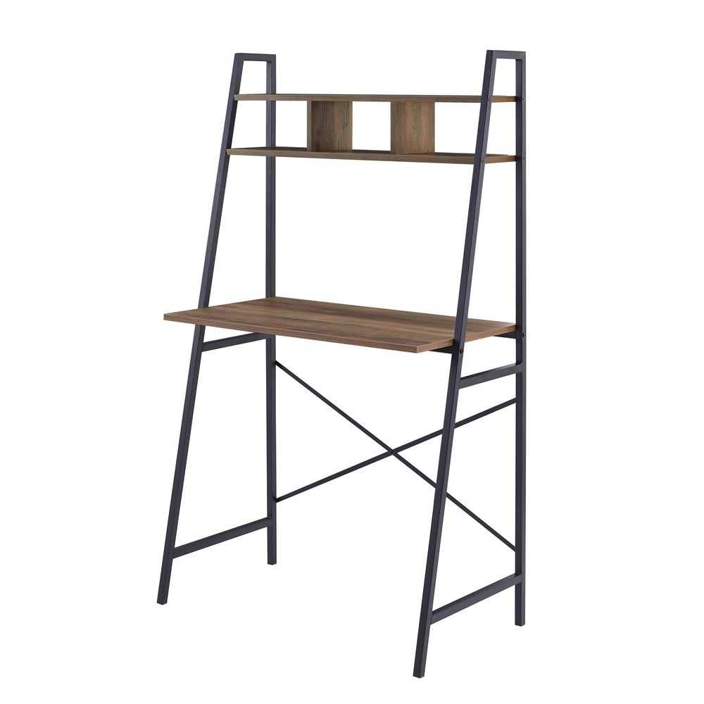 Mini Arlo 56" Tall Compact Industrial Ladder Desk with Storage - Reclaimed Barnwood. Picture 3