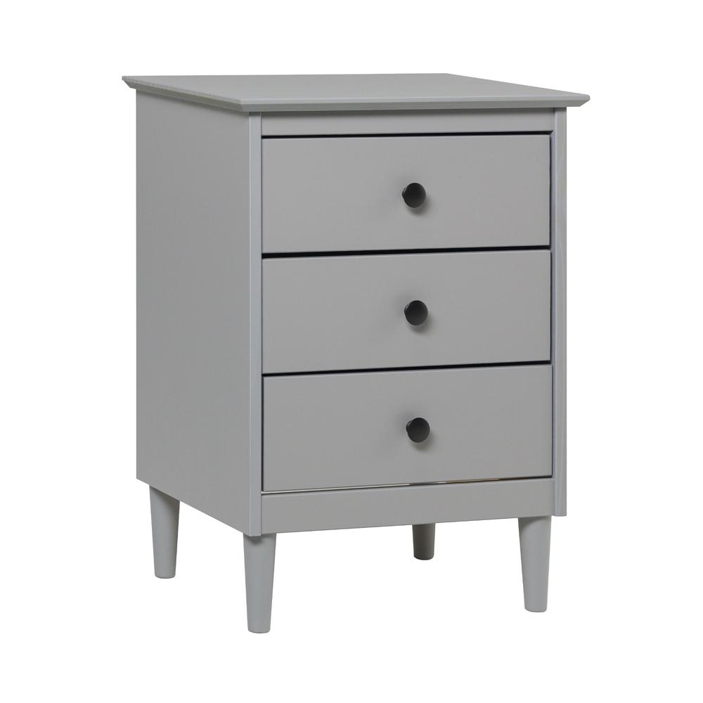 3-Drawer Solid Wood Nightstand - Grey. Picture 2