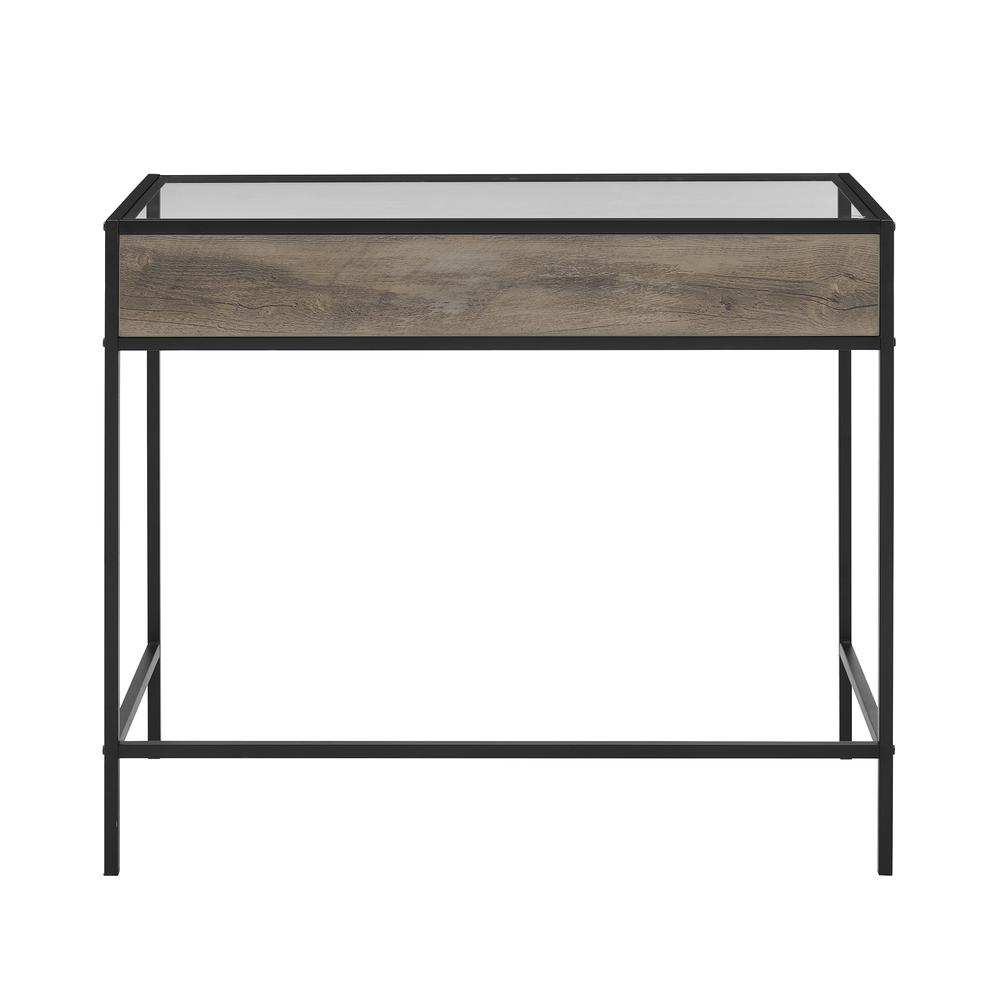 35" Urban Industrial Glass Top Computer Desk  - Grey Wash. Picture 4
