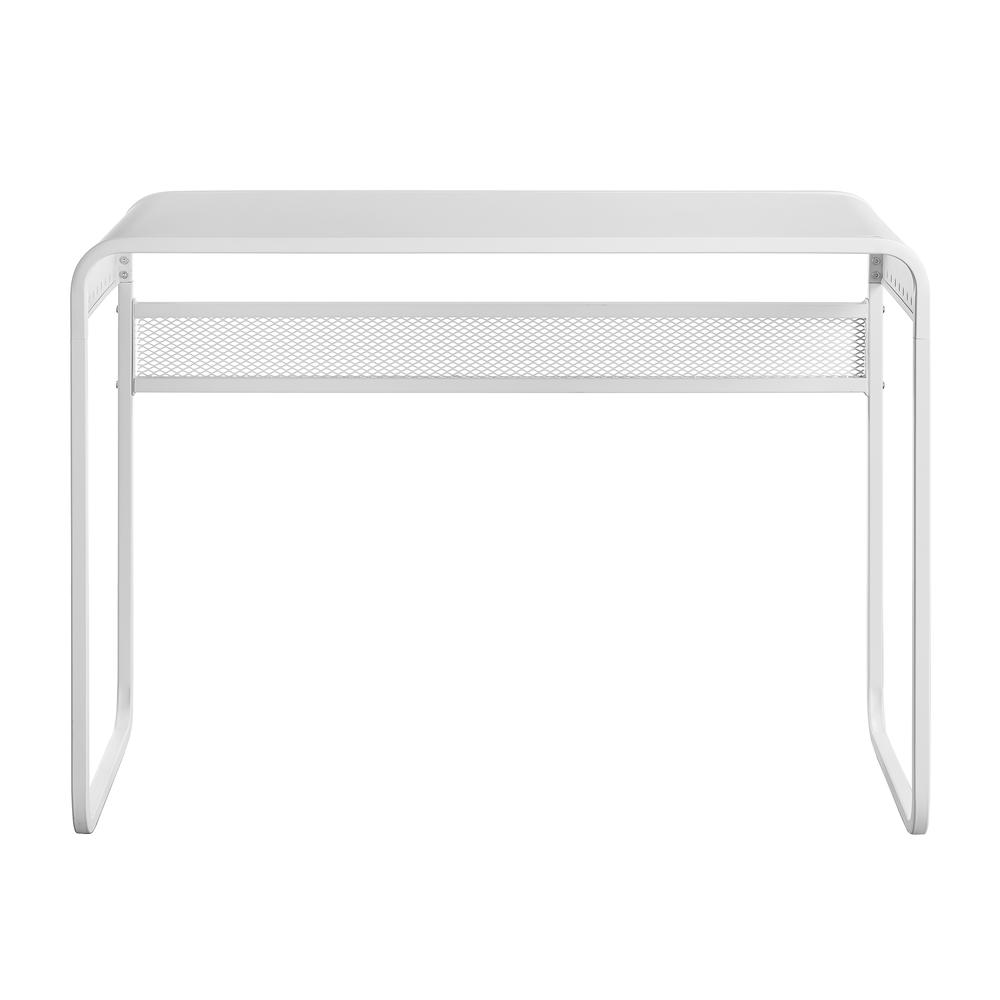 42" Modern Urban Industrial Metal Desk with Curved Top - Matte White. Picture 3