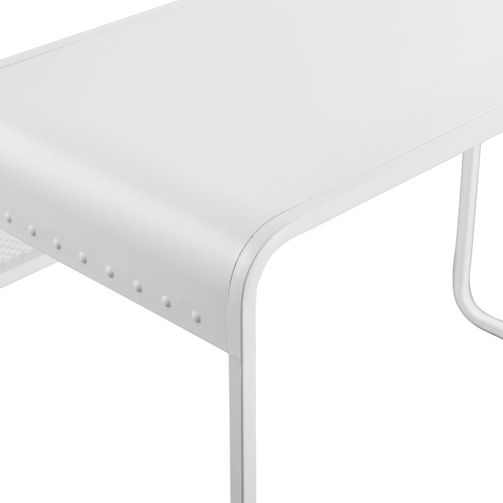 42" Modern Urban Industrial Metal Desk with Curved Top - Matte White. Picture 4
