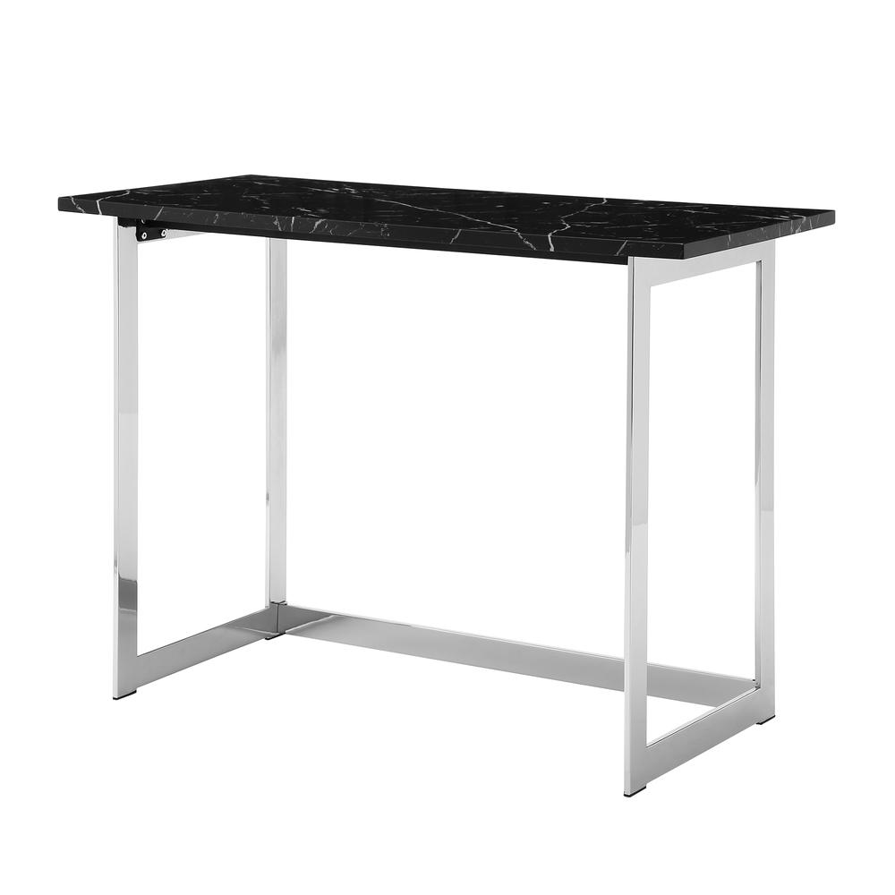 42” Black Faux Marble and Chrome Writing Desk. Picture 3
