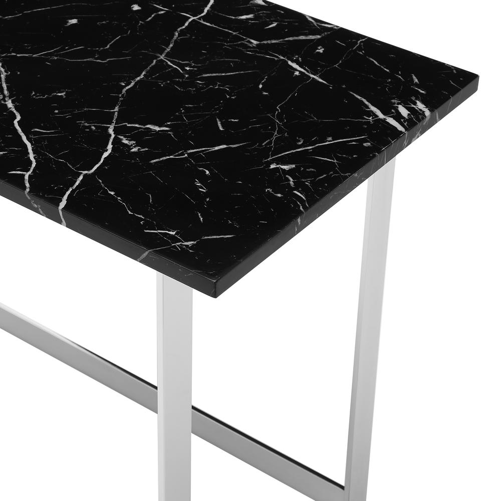 42” Black Faux Marble and Chrome Writing Desk. Picture 5