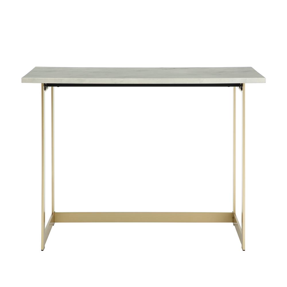 42” White Faux Marble and Gold Writing Desk. Picture 4