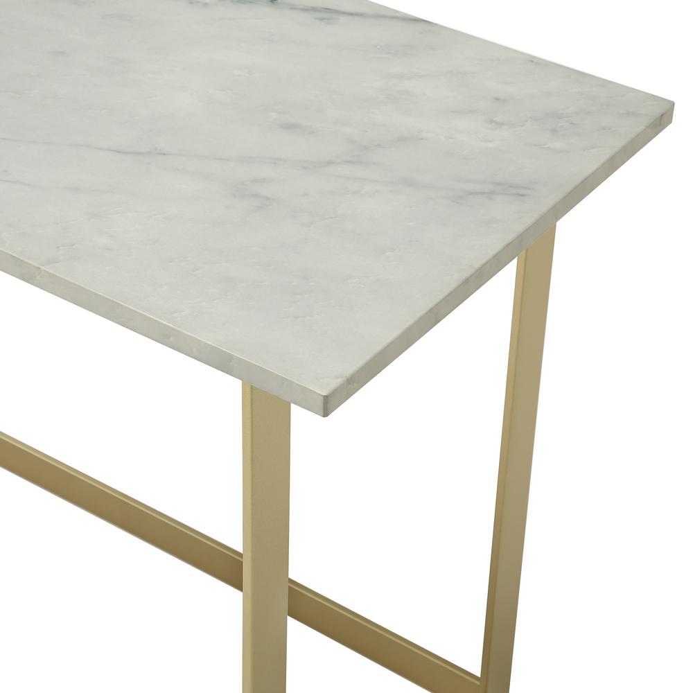 42” White Faux Marble and Gold Writing Desk. Picture 5