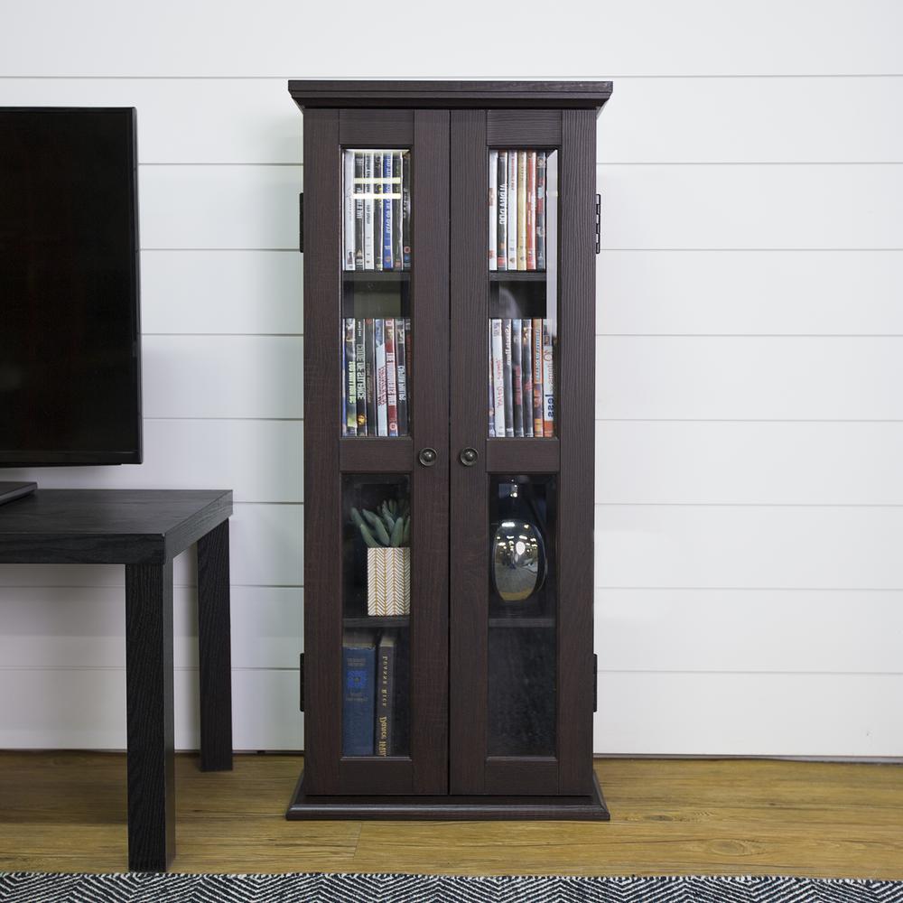 41" Espresso Wood Media Tower Cabinet. Picture 1