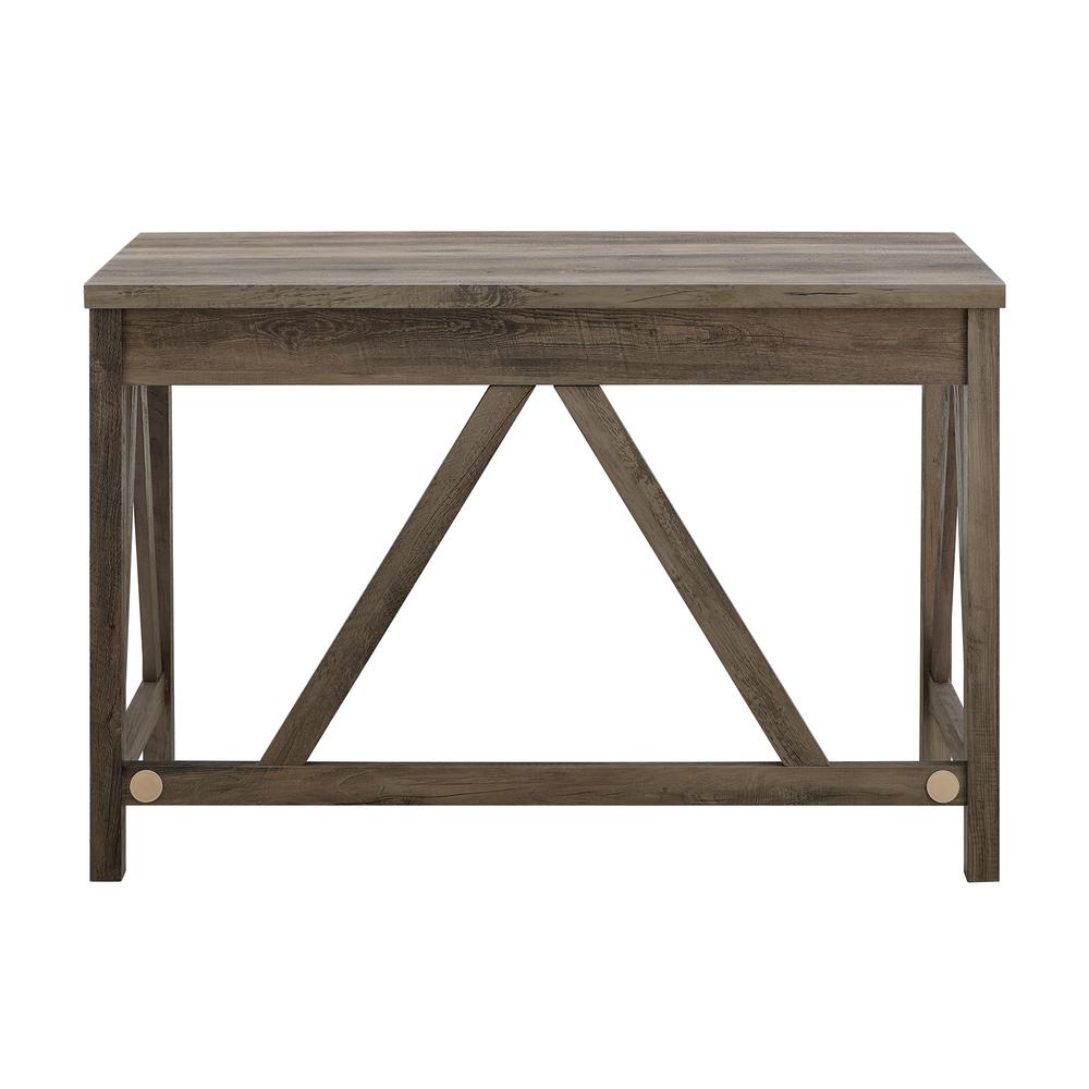 46" Rustic Farmhouse A-Frame Computer Desk with Drawer - Grey Wash. Picture 7