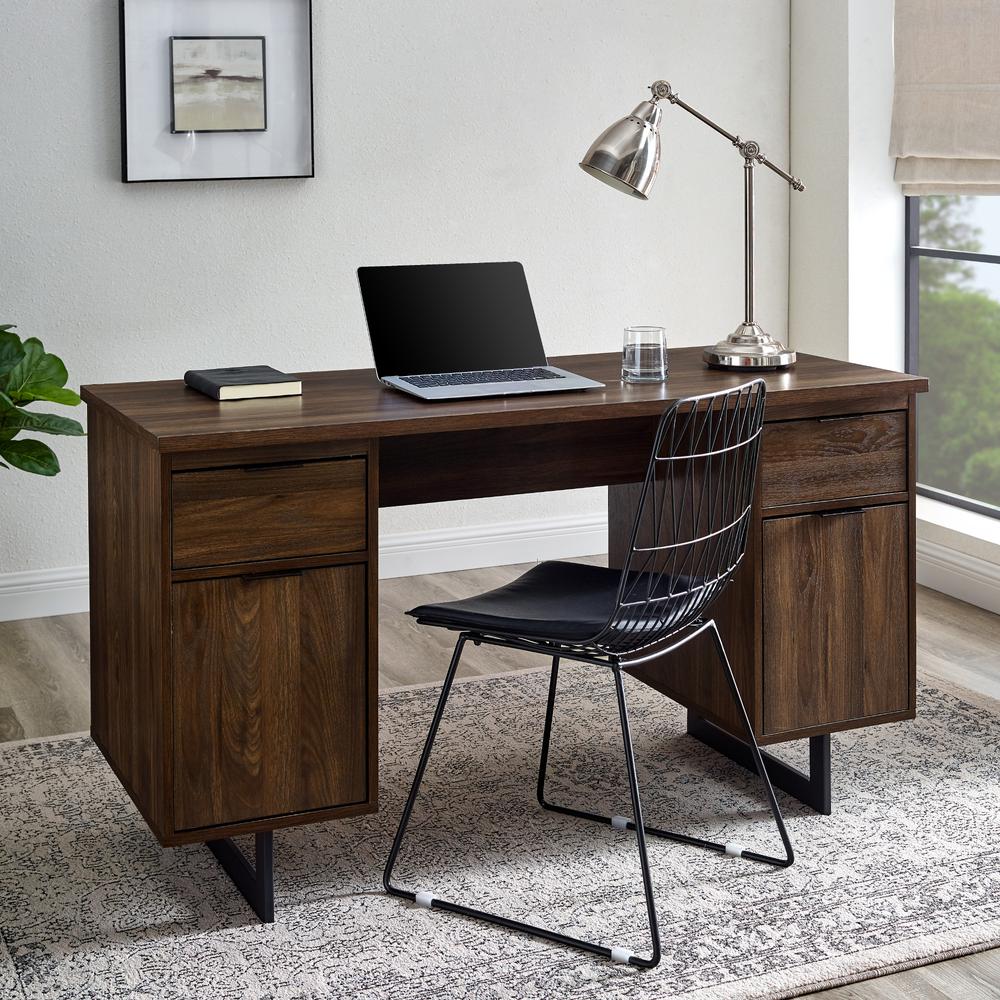 Perkins 54" Executive Desk with Dual Storage - Dark Walnut. Picture 1