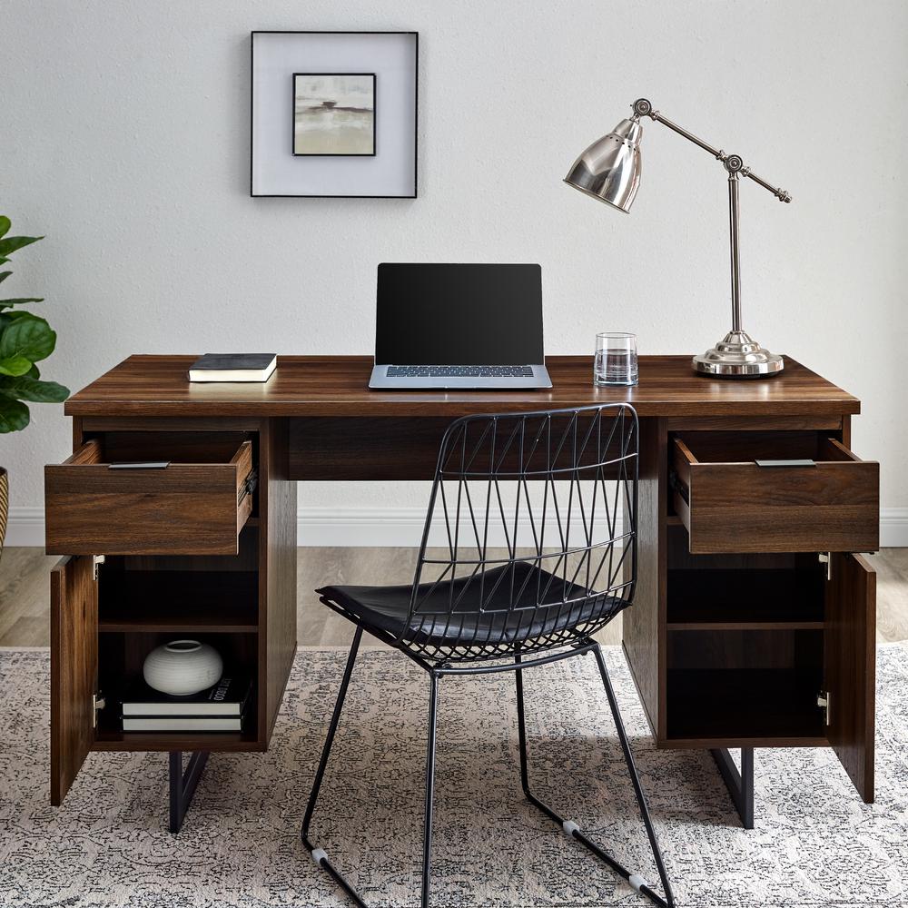 Perkins 54" Executive Desk with Dual Storage - Dark Walnut. Picture 4