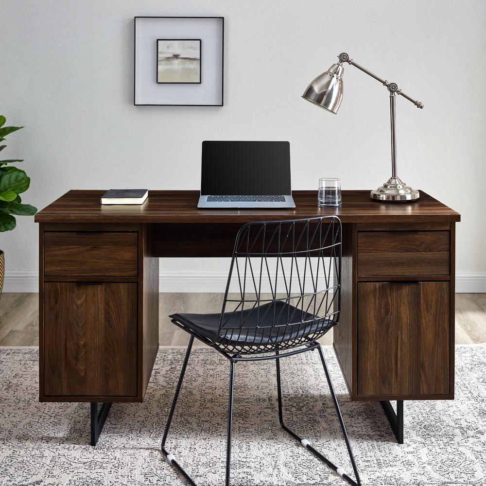 Perkins 54" Executive Desk with Dual Storage - Dark Walnut. Picture 5
