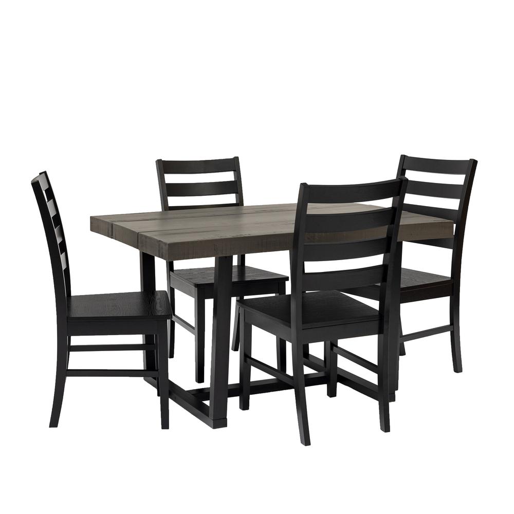 5-Piece Distressed Dining Set - Grey/Black. The main picture.