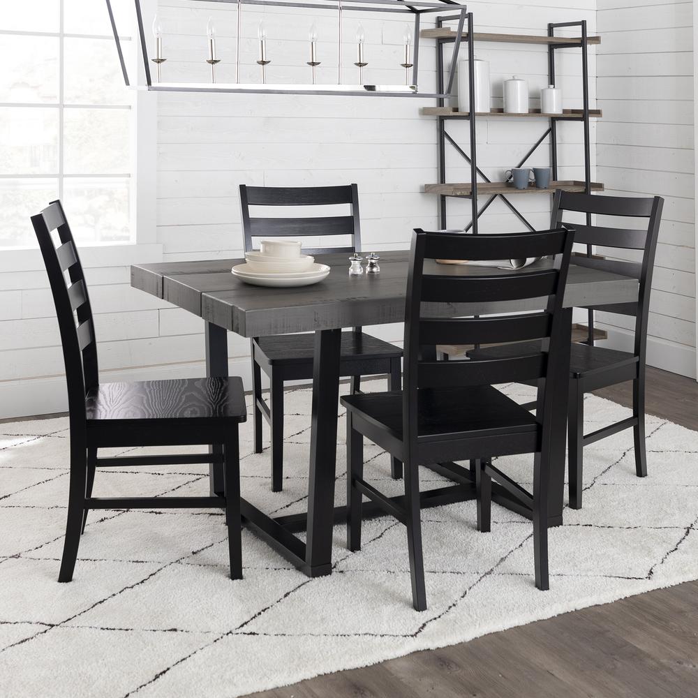 5-Piece Distressed Dining Set - Grey/Black. Picture 2