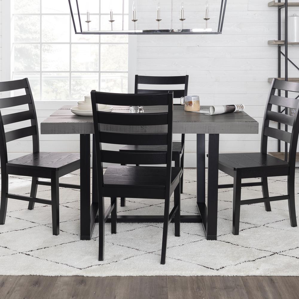 5-Piece Distressed Dining Set - Grey/Black. Picture 3