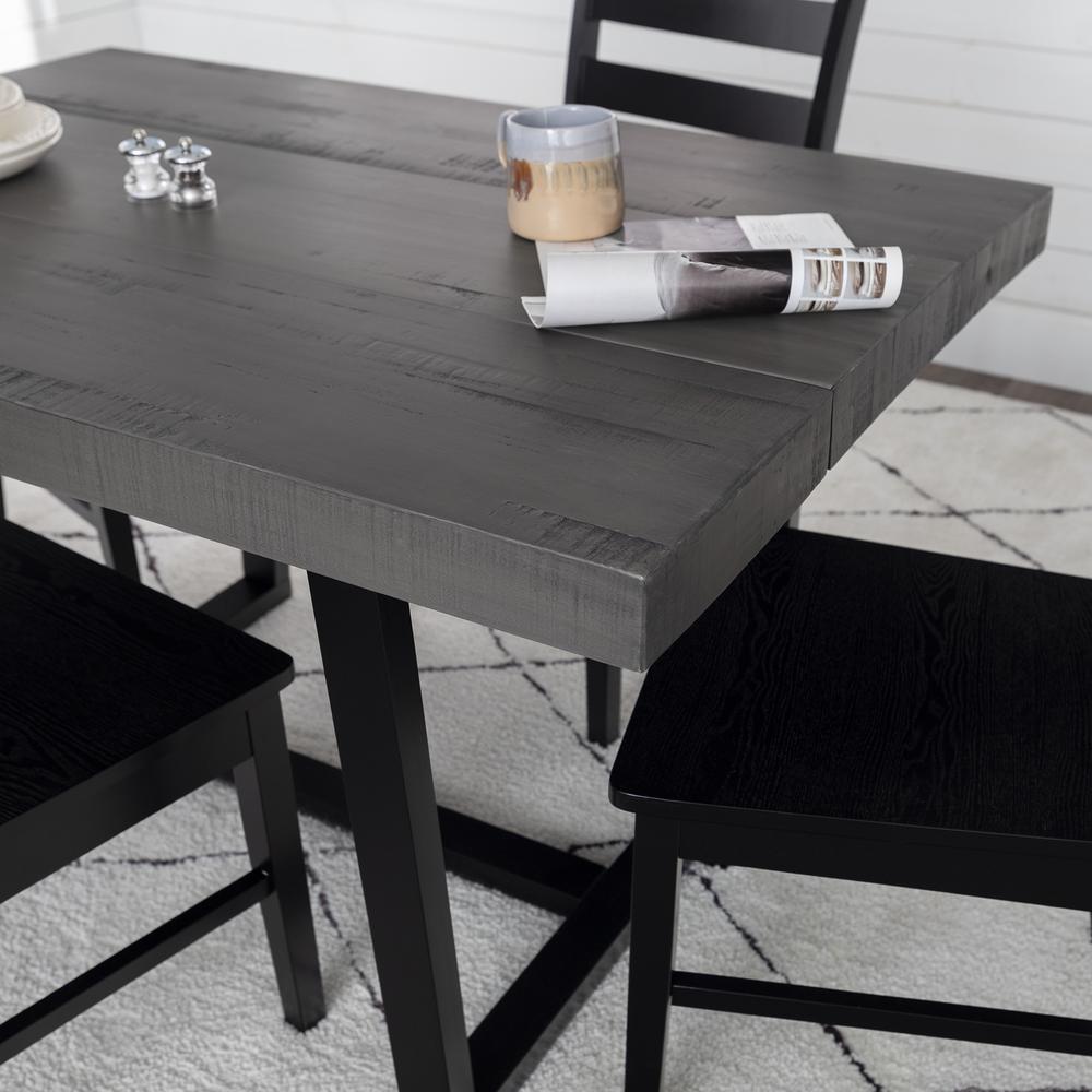 5-Piece Distressed Dining Set - Grey/Black. Picture 4